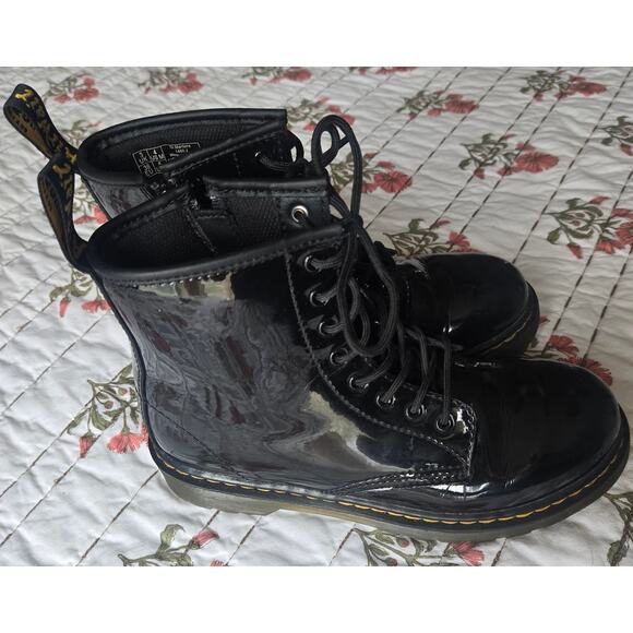 Dr. Martens Junior 1460 Patent Leather Lace Up Boots, Black  4M 5 US L - Picture 5 of 9